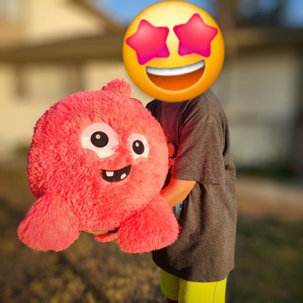 New Large Carnival Arcade State Fair Stuffed Animal Ball Monsters Fish Pink Red